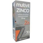 multivit zinco sulfato de zinco monoidratado 20mg 30 comprimidos brasterápica