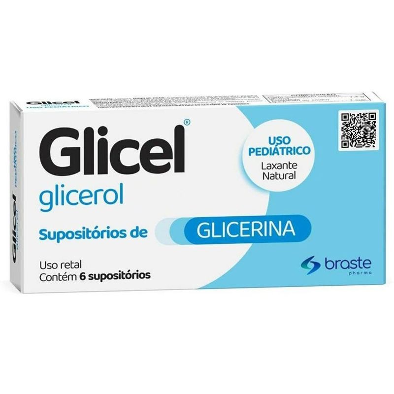 glicel 1,667g 6 supositórios pediátrico brasterápica