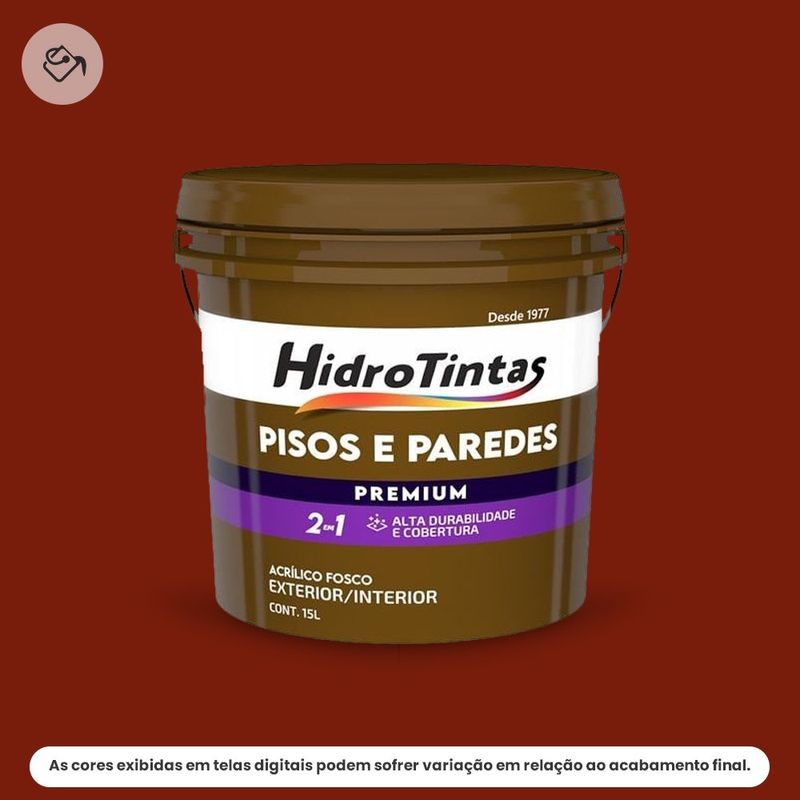 tinta acrílica premium pisos e paredes hidrotintas 15l vermelho (mp)