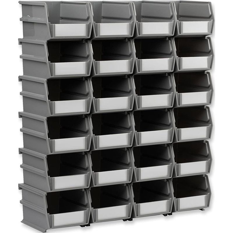 kit de 24 peças caixa organizadora triton empilháveis cinza a-bi