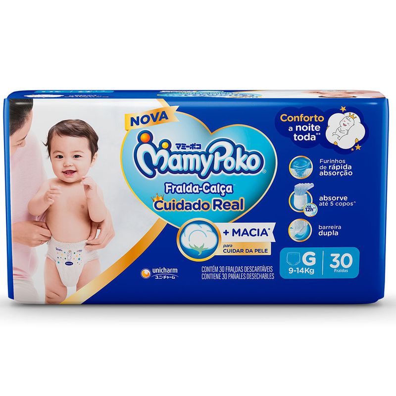 fralda mamypoko calça super seca jumbo tamanho g 30 unidades