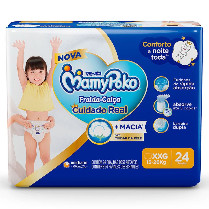 fralda mamypoko calça super seca jumbo tamanho xxg 24 unidades