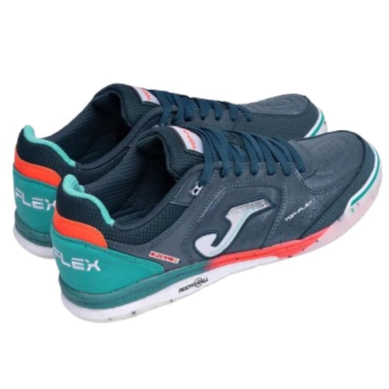 chuteira futsal masculina n°37 joma top flex rebound azul verde (mp)