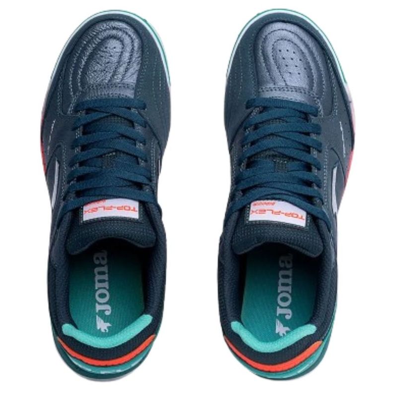 chuteira futsal masculina n°37 joma top flex rebound azul verde (mp)
