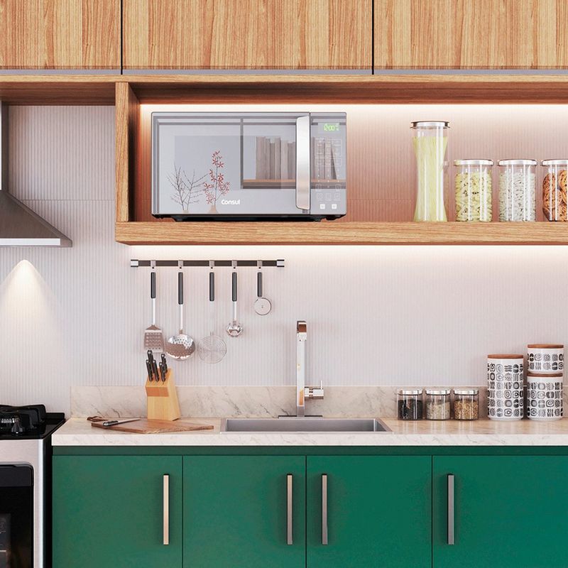 micro-ondas consul 32 litros espelhado menu fácil cinza cms46ar