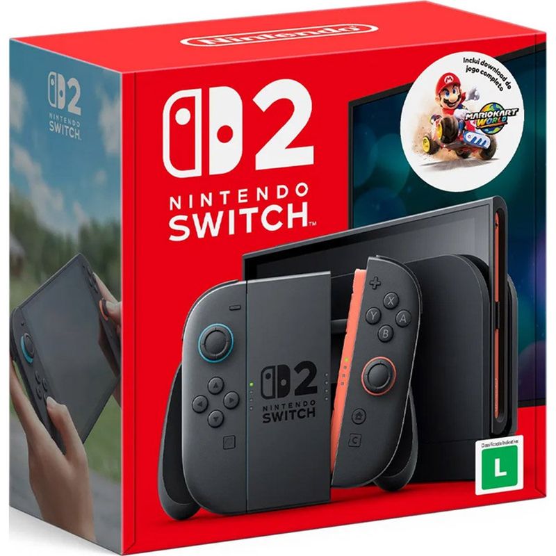 console nintendo switch 2 com mario kart world preto