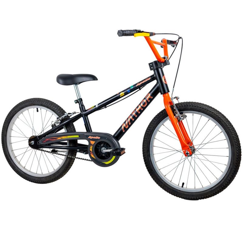 bicicleta infantil nathor aro 20 preto e laranja 60015