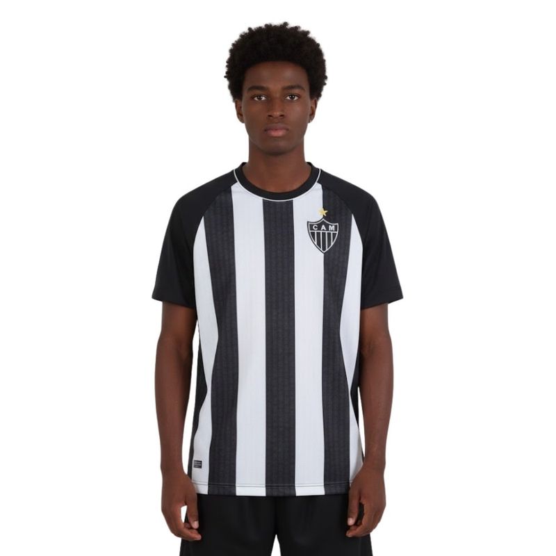 camiseta masculina atletico mineiro braziline berro preto branco g (mp)