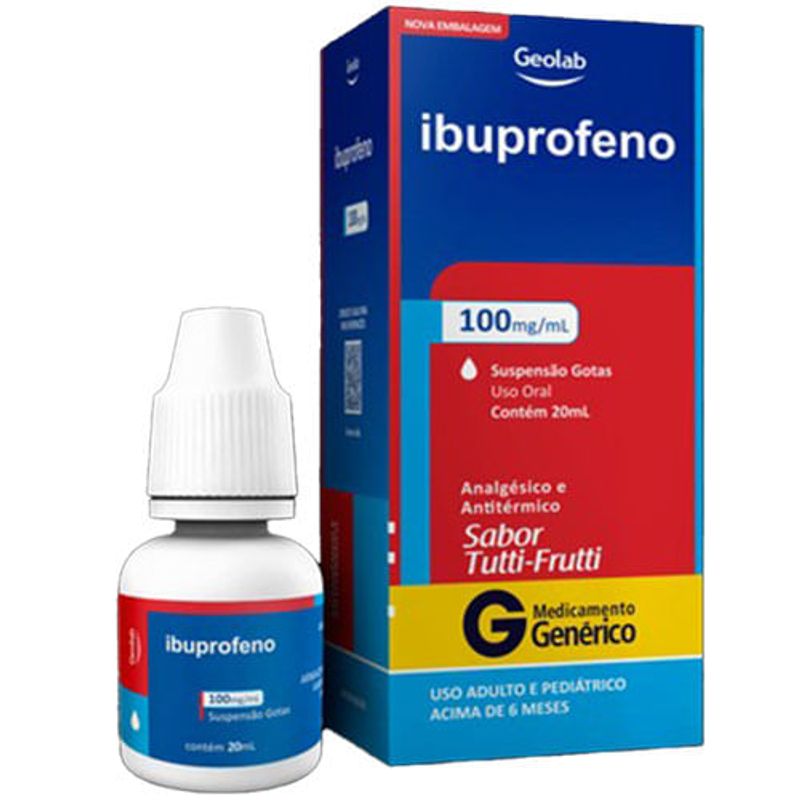 ibuprofeno 100mg/ml suspensão oral 20ml geolab