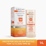 protetor solar facial stick fps50 imecap actsun toque seco tom 1.0 claro