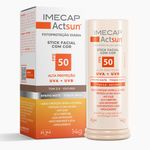 protetor solar facial stick fps50 imecap actsun toque seco tom 3.0 escuro