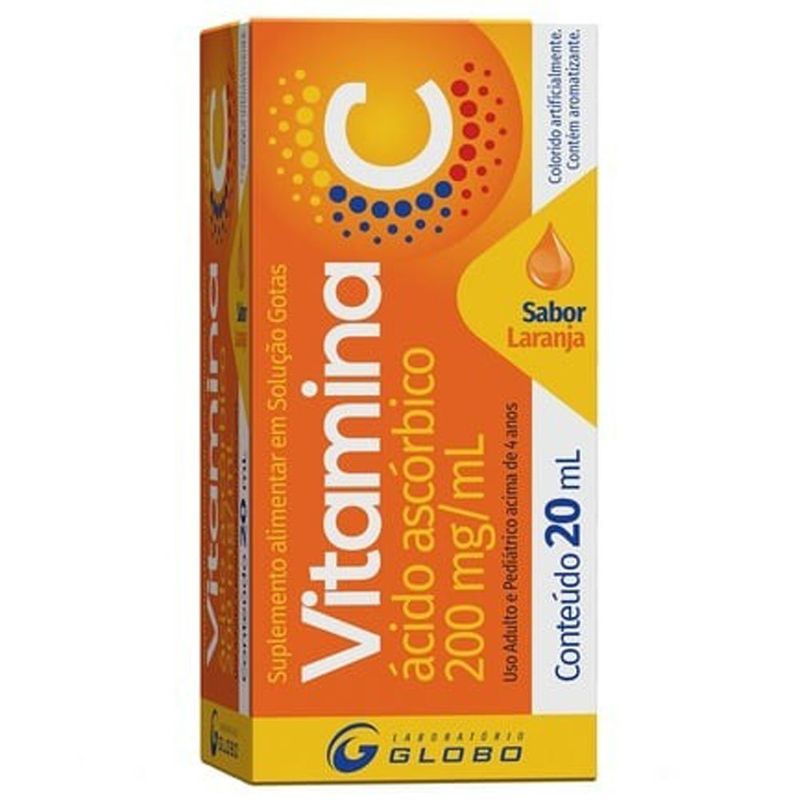 vitamina c ácido ascórbico 200mg/ml 20ml solução gotas globo