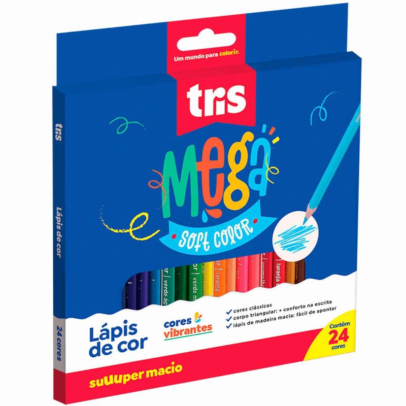 lápis de cor tris mega soft color com 24 unidades 678252