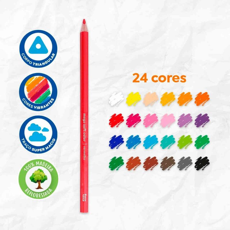 lápis de cor tris mega soft color com 24 unidades 678252