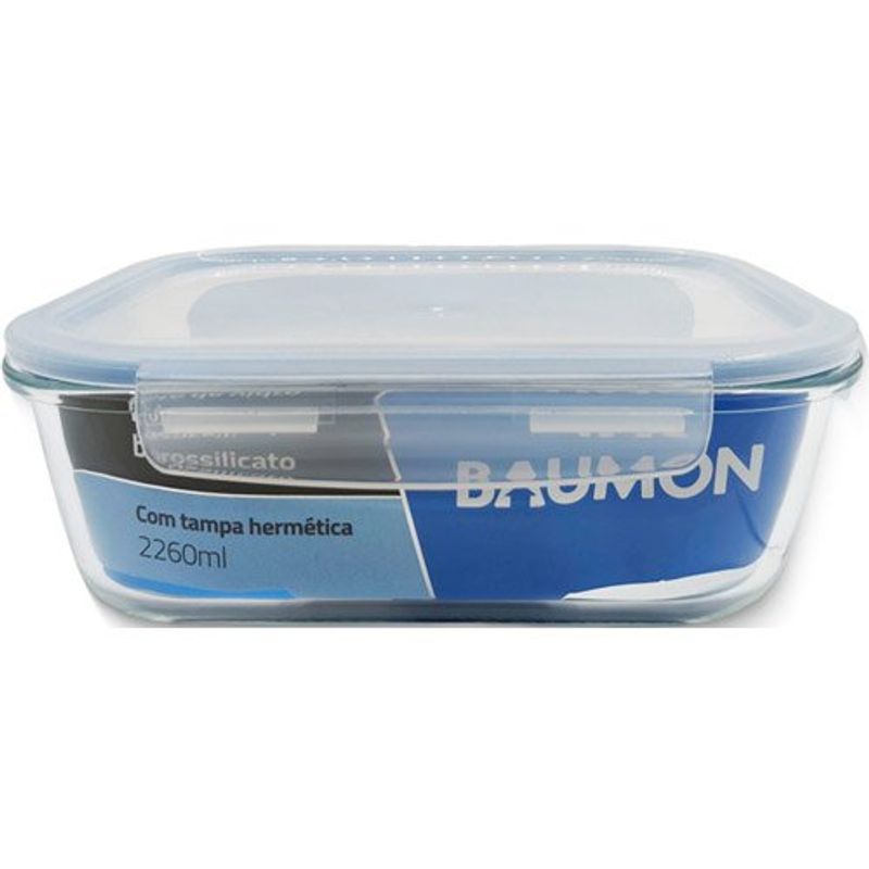 pote hermético retangular 2260ml baumon com tampa jl002