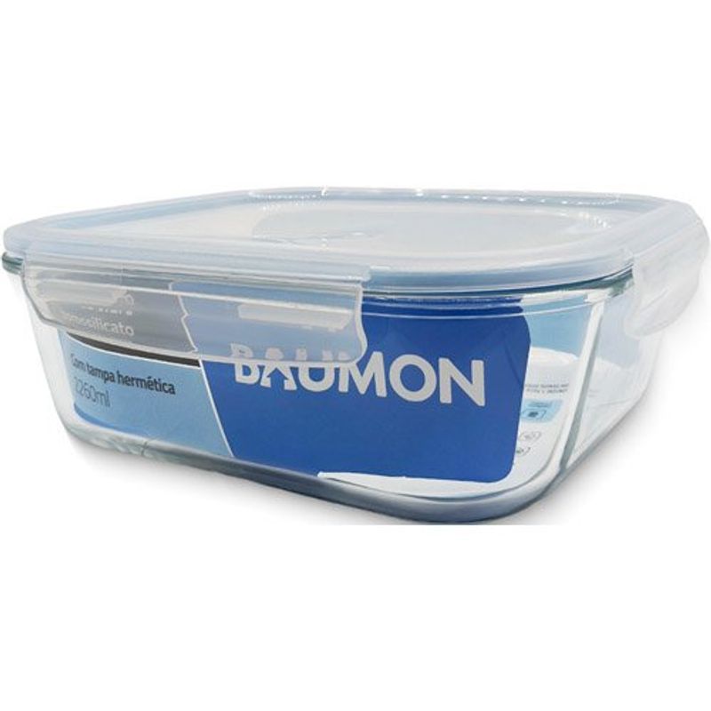 pote hermético retangular 2260ml baumon com tampa jl002