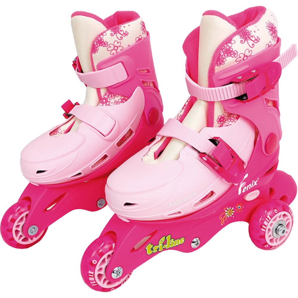 Patins Triline com Kit Segurança Fênix Rosa TL-01R