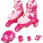 patins triline com kit de segurança fênix rosa tl-01r
