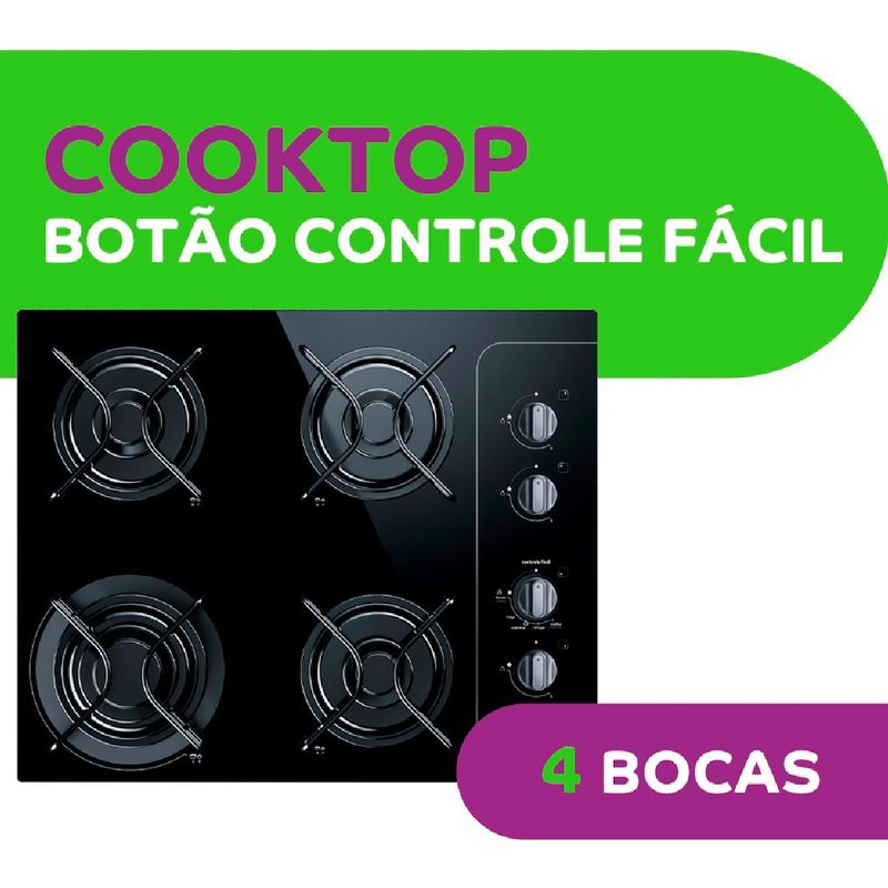 cooktop 4 bocas consul automático controle fácil preto cd060ae