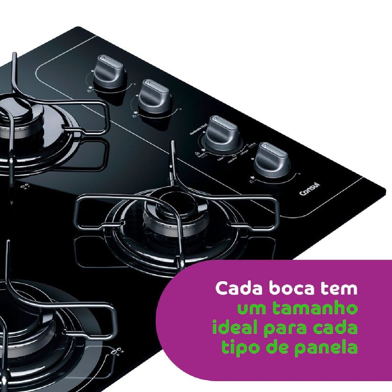 cooktop 4 bocas consul automático controle fácil preto cd060ae
