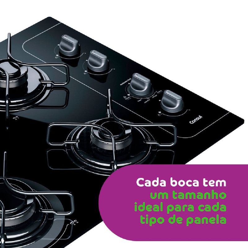 cooktop 4 bocas consul automático controle fácil preto cd060ae