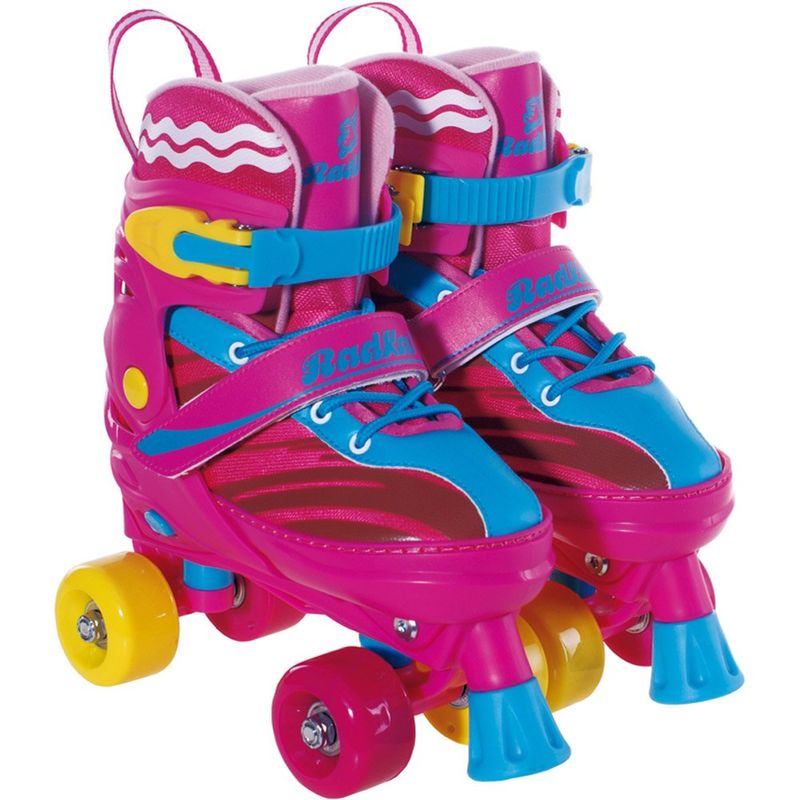 patins fênix 4 rodas com kit de segurança rosa e amarelo pf-05 32-35