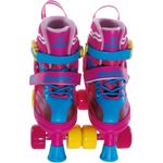 patins fênix 4 rodas com kit de segurança rosa e amarelo pf-05 32-35