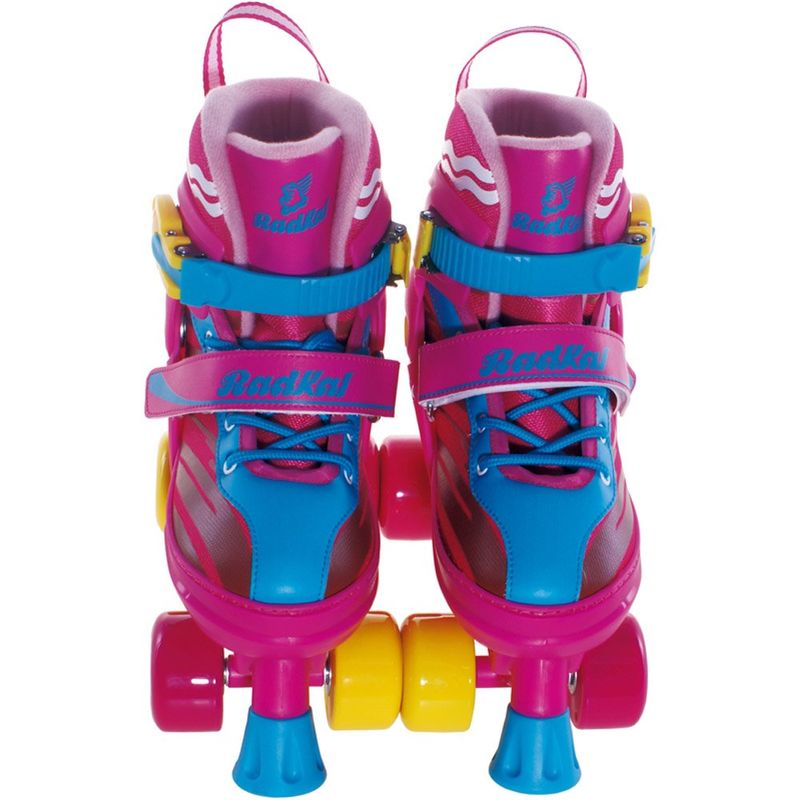 patins fênix 4 rodas com kit de segurança rosa e amarelo pf-05 32-35