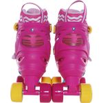 patins fênix 4 rodas com kit de segurança rosa e amarelo pf-05 32-35