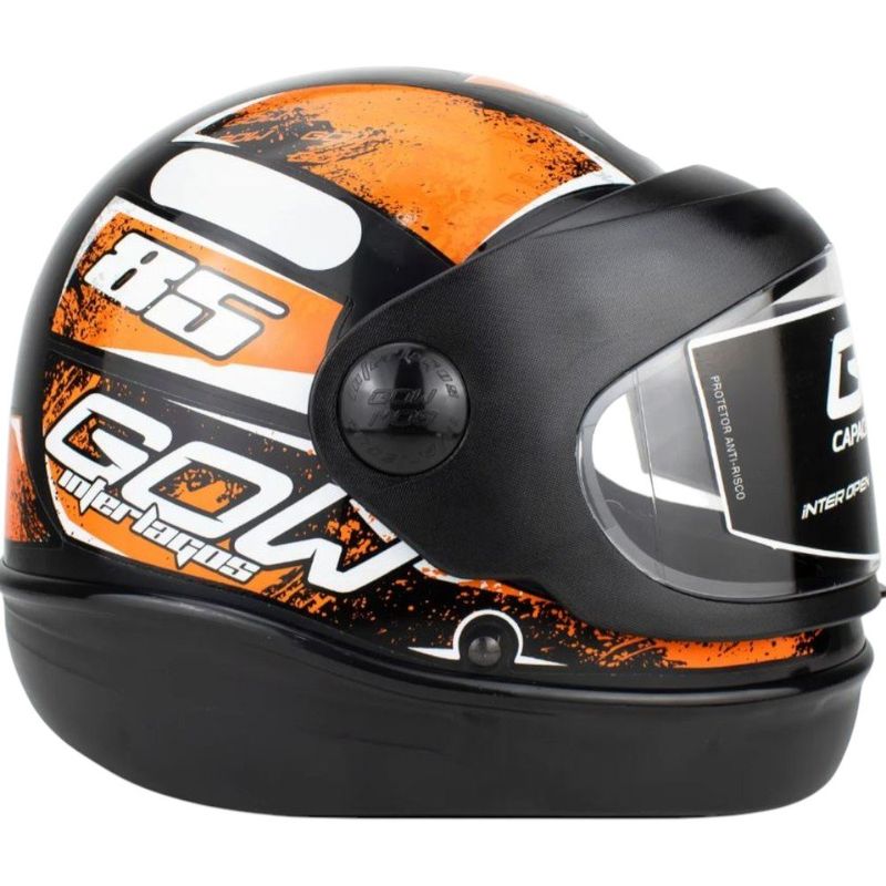 capacete gow interlagos preto e laranja 58 (mp)