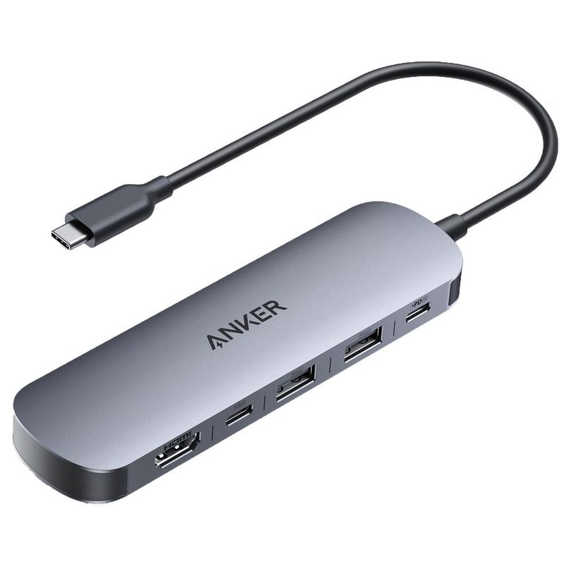 hub anker usb-c 7 portas 4k a83d2ha1 cinza e-bi