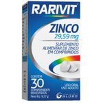 rarivit zinco 29,5mg 30 comprimidos revestidos globo