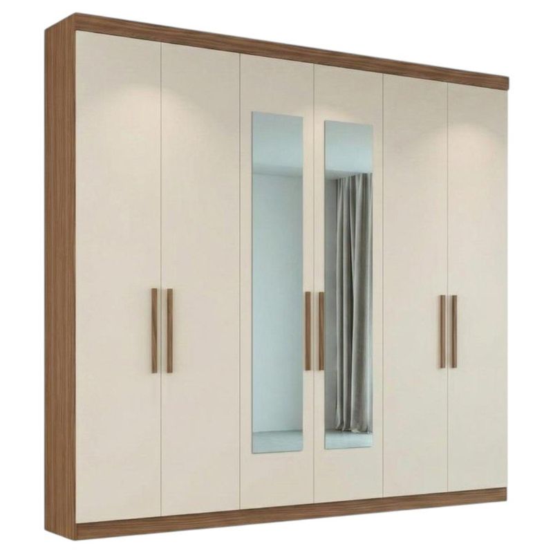 guarda-roupa 6 portas 2 gavetas herval com espelho ph18044