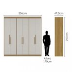 guarda-roupa 6 portas 2 gavetas herval com espelho ph18044