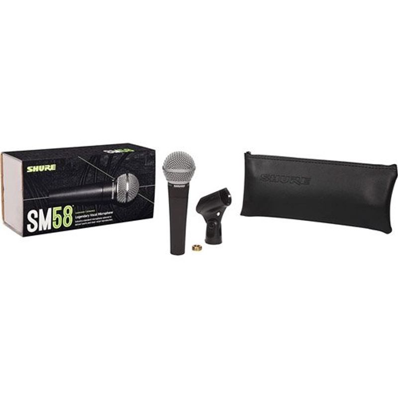 microfone vocal dinâmico profissional xlr shure preto sm58-lc a-bi