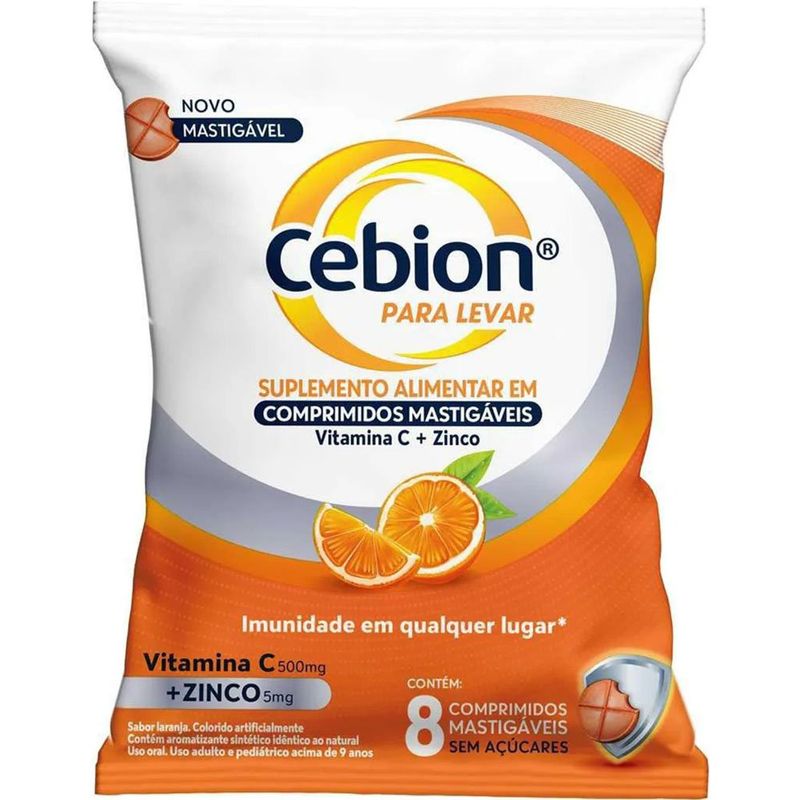 cebion vitamina c + zinco 8 comprimidos mastigáveis procter & gamble