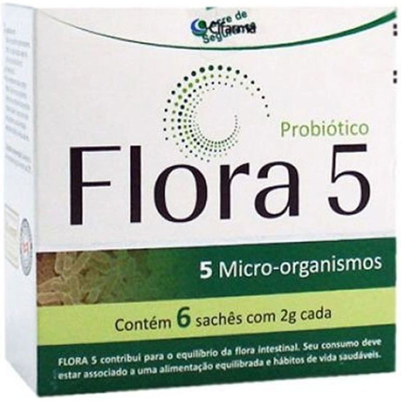 flora 5 probióticos em pó 6 sachês 2g cada cifarma