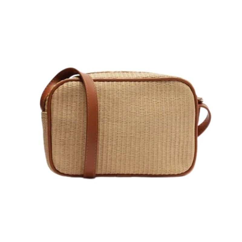 bolsa tiracolo brizza arezzo pequena palha marrom (mp)