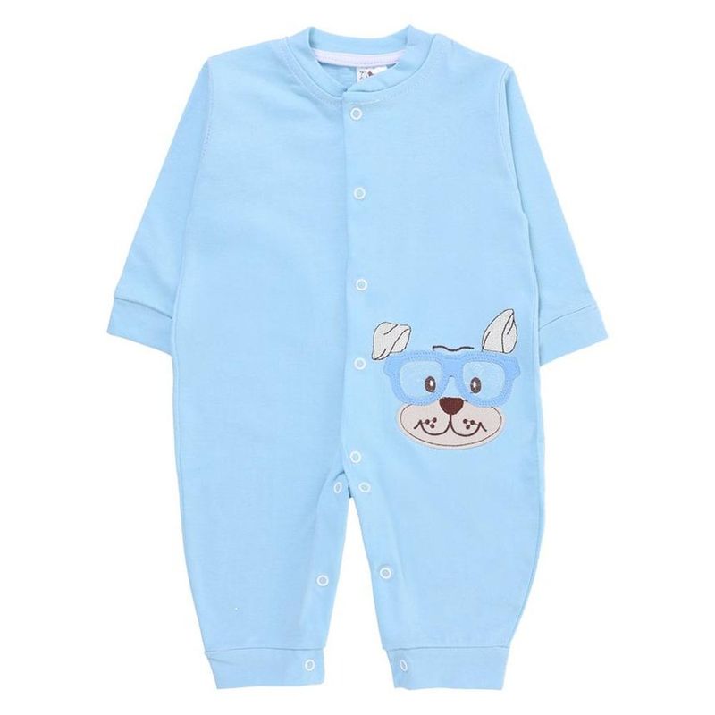 macacão longo baby bee m botão dog azul claro (mp)