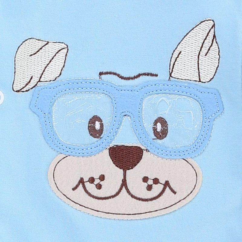 macacão longo baby bee m botão dog azul claro (mp)