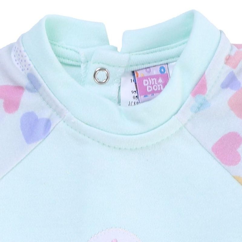 macacão longo bebê din don m coração verde (mp)