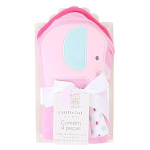 Kit Toalha Com Capuz Camesa 4 Peças Estampa Elefante (MP)