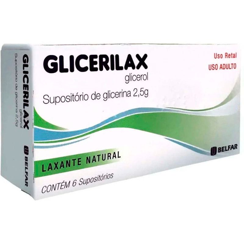 glicerilax 2,5g 6 supositórios de glicerina adulto belfar
