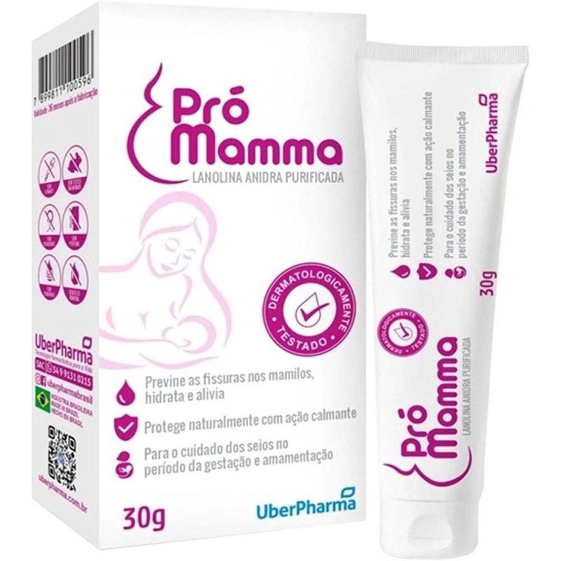 pró mamma lanolina protetor para seios 30g pomada uberpharma