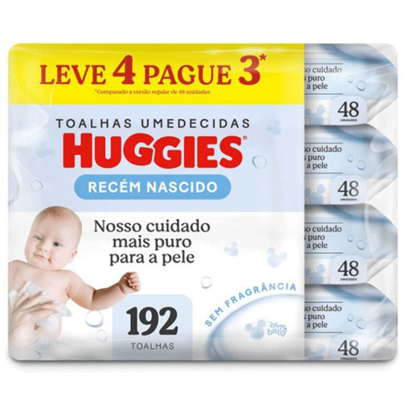 lenço umedecido huggies puro e natural leve mais por menos 192 unidades