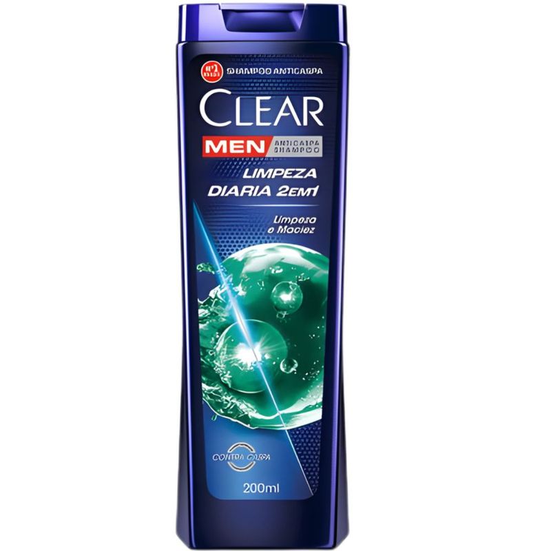 shampoo clear anticaspa limpeza diária 2/1 masculino 200ml