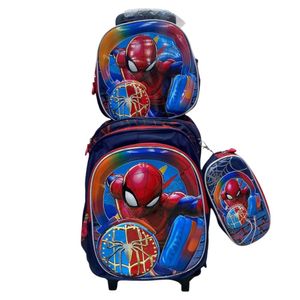 Kit Mochila De Rodinhas Pacific 3 Peças Homem-Aranha 3D (MP)