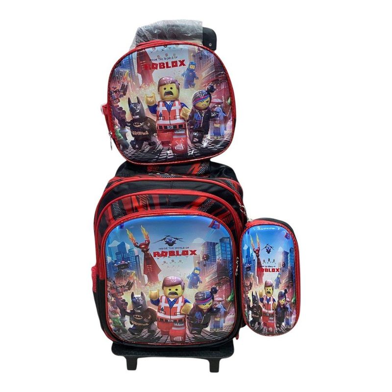 kit mochila de rodinhas pacific 3 peças roblox (mp)