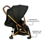 carrinho de bebê premium baby zurich até 22kg preto e marrom (mp)
