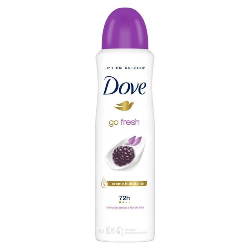 desodorante antitranspirante aerosol dove go fresh amora e flor de lótus 150ml